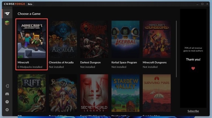 Launch Minecraft Using Curse Forge