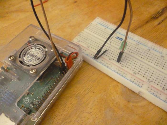 Led And Resistor On Breadboard Connected To Raspberry Pi For Raspberry Pi Pwm Led Guide