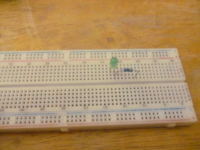 Led And Resistor On Breadboard For Raspberry Pi Pwm Led Guide