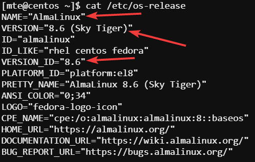 Migrate Centos Almalinux Checking Version