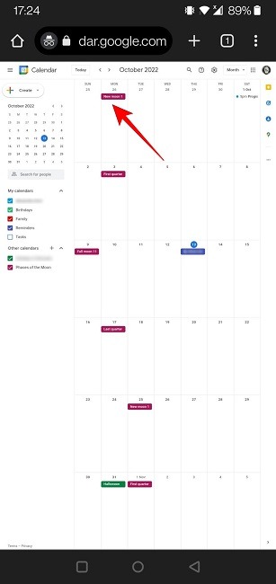 Moon Phases With Google Calendar Mobile Lunar View