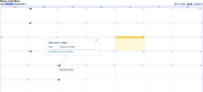 Moon Phases With Google Calendar Pc Link View