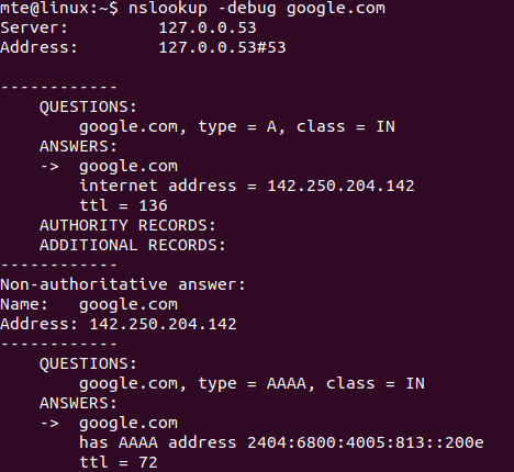 Nslookup Debugging Mode 1