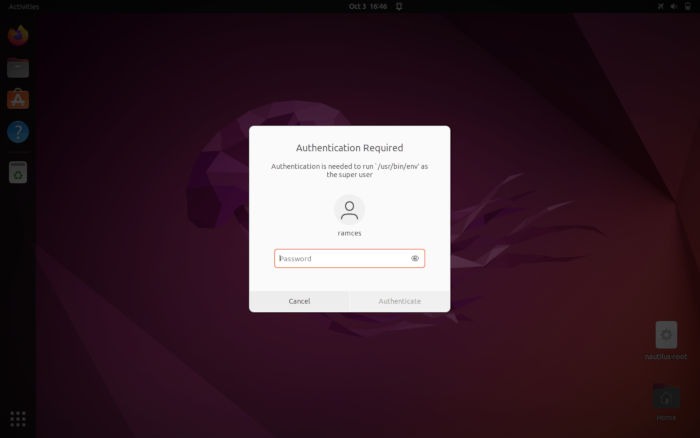 Open Files Root Ubuntu 19 Pkexec Run