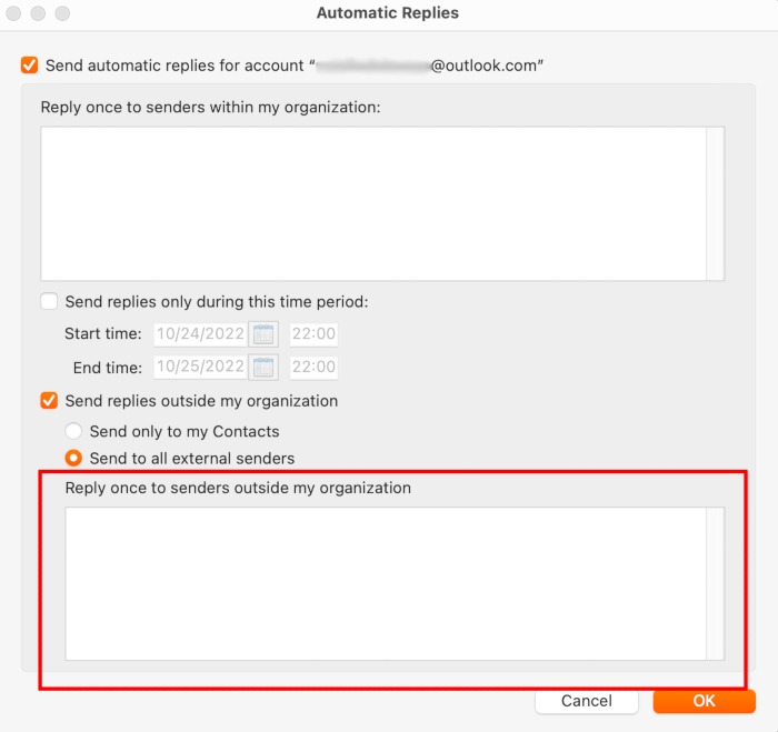 Out Of Office Message Outlook Mac Tools Automatic Replies On External