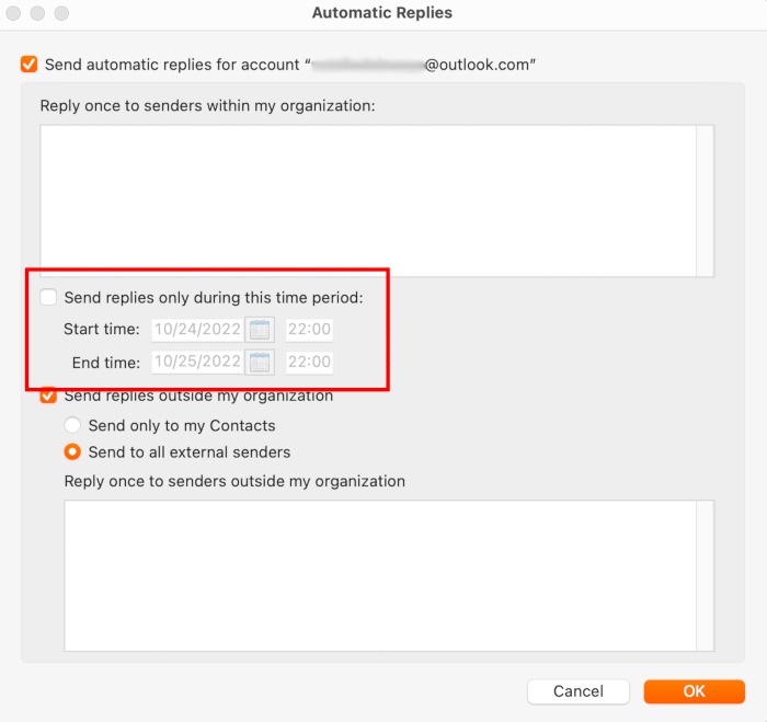 Out of Office Message Outlook Mac Tools Automatic Replies On Period