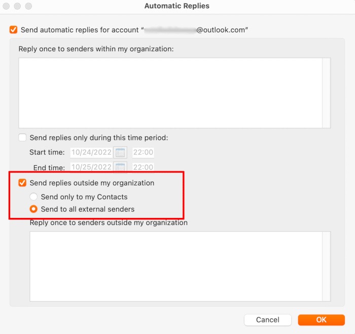 Out of Office Message Outlook Mac Tools Automatic Replies On Recipients