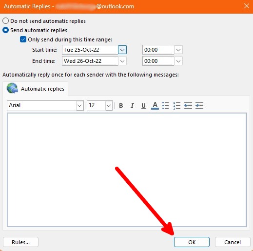 Out Of Office Message Outlook Windows Automatic Replies Ok