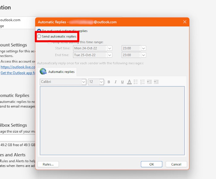 Out Of Office Message Outlook Windows Automatic Replies
