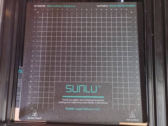 Sunlu T3 3d Printer Review Plate