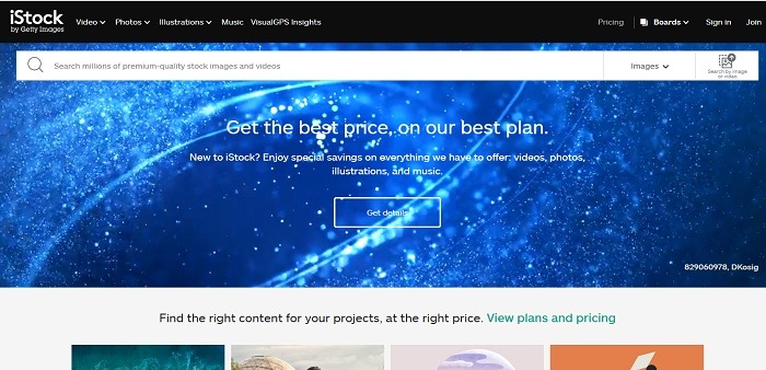 Using Getty's iStock to find premium images.