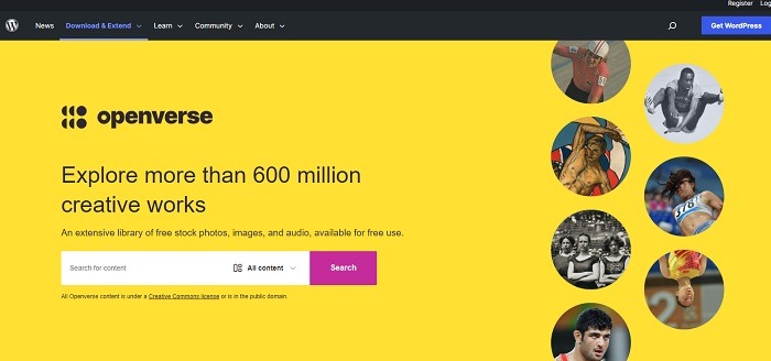 Exploring Openverse's search engine site.