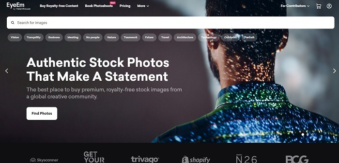 Searching for premium stock images on EyeEm.