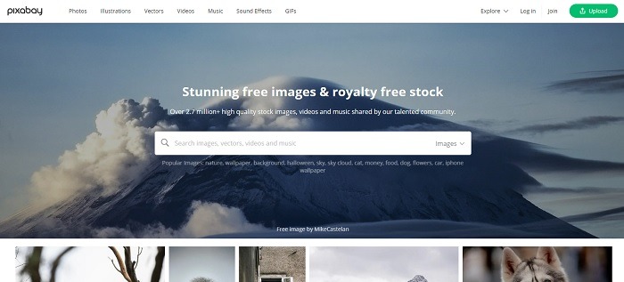 Searching for free images on Pixabay.