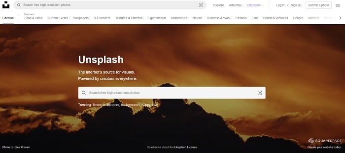 Searching for images on Unsplash