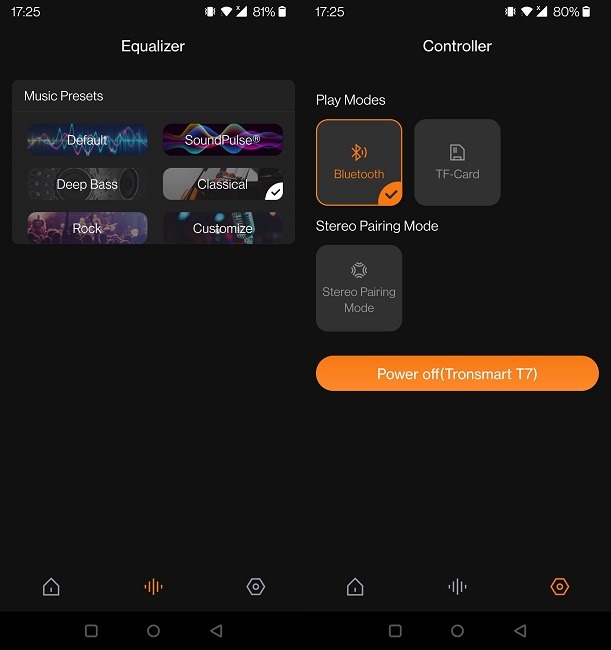 Tronsmart T7 Review App View