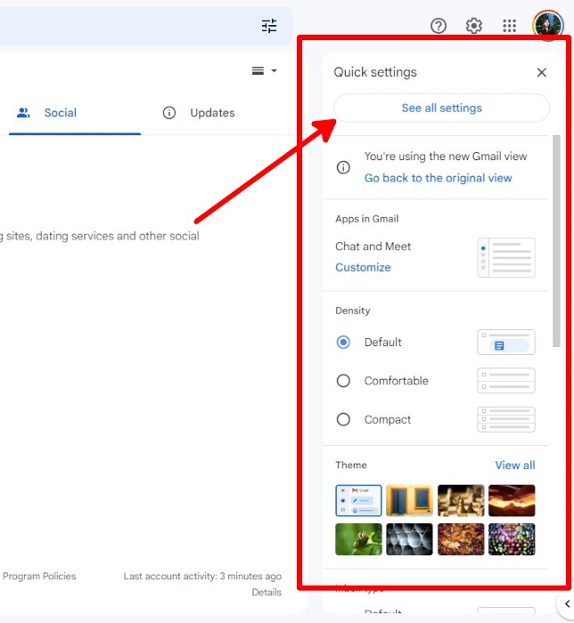 Vacation Responder Gmail Quick Settings