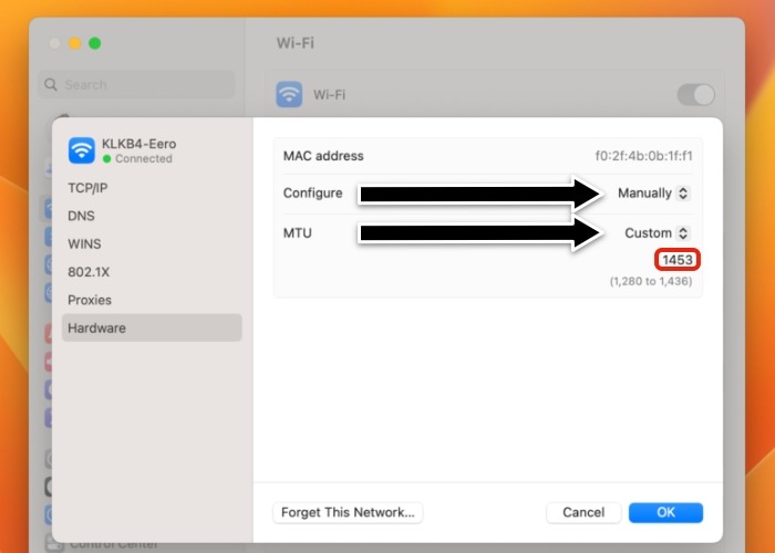 Ventura Configure Mtu
