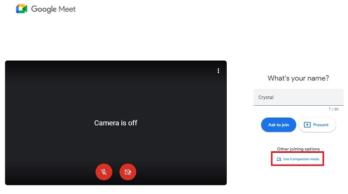 Join a meeting using Companion Mode.