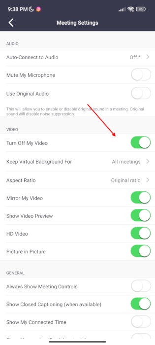 Zoom Mobile App Turn Off My Video