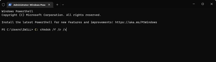 File Explorer Error Chkdisk