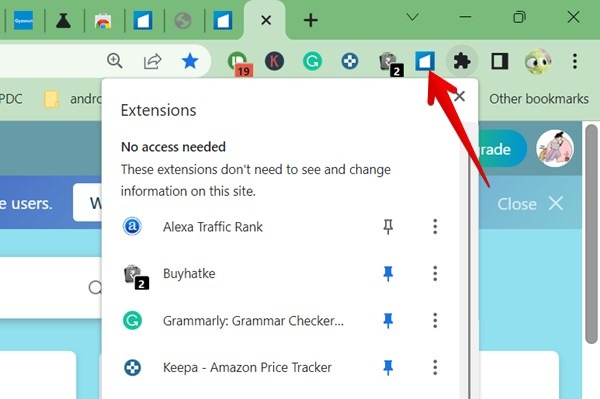 Chrome Extension Pinned