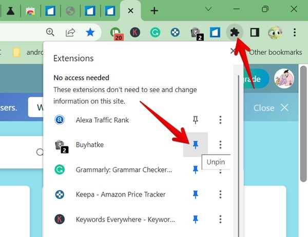Chrome Extension Unpin From Toolbar