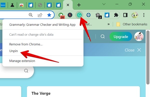 Chrome Extension Unpin