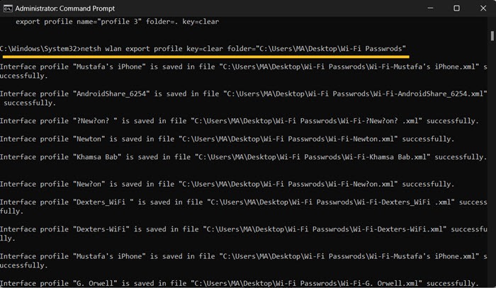 Command Prompt Backup Wi Fi Passwords