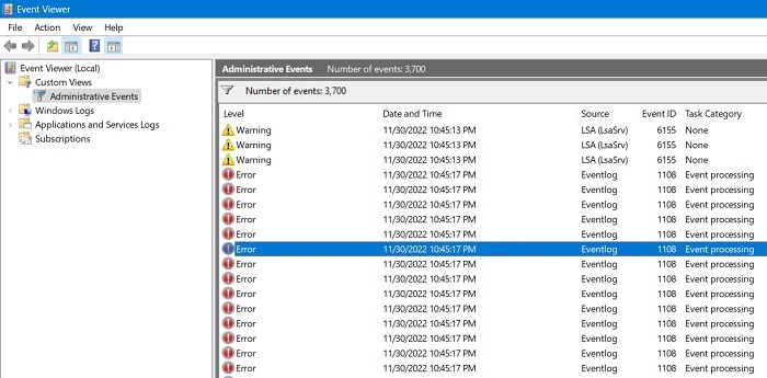 Common Windows Problems Solution Event Viewer Logs