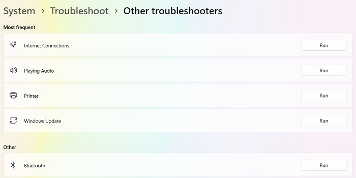 Common Windows Problems Solution Other Troubleshooters Bluetooth