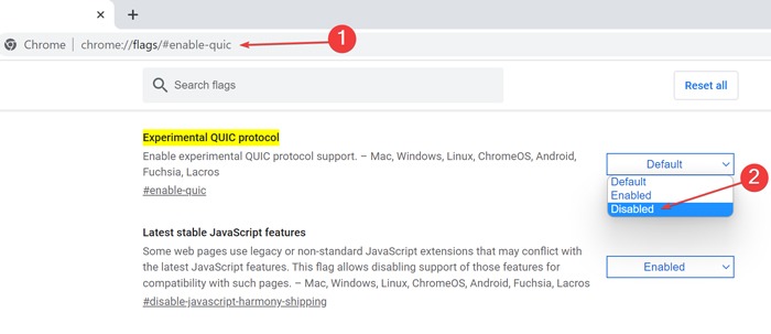 ERR SLL Protocol - Disable Quic