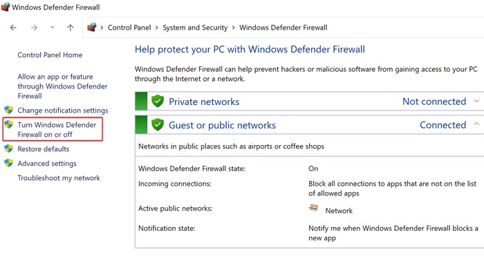 ERR SLL Protocol -  Turn Windows Firewall On Or Off
