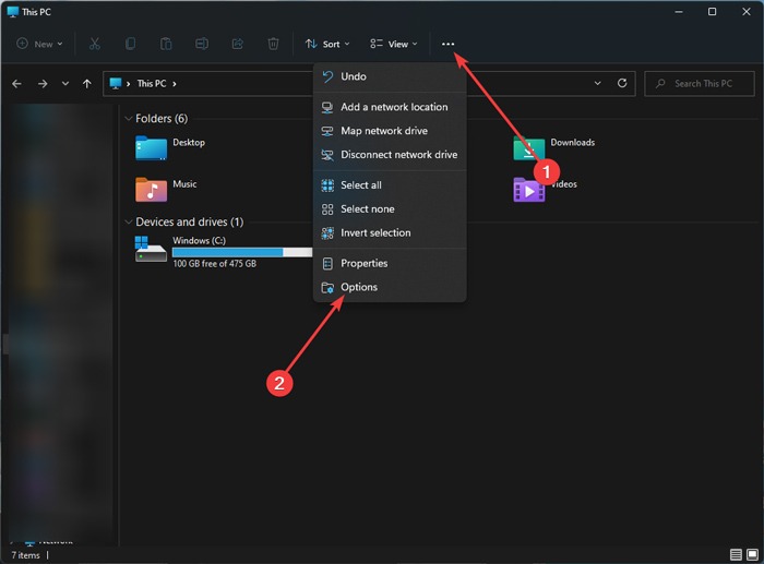 File Explorer Errors Options