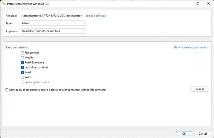 File Explorer Errors Permission Settings