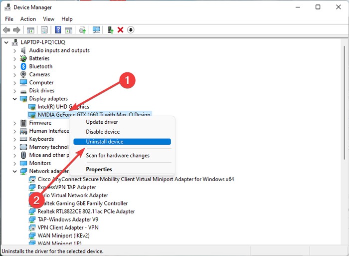 File Explorer Errors Unintsall Driver Option