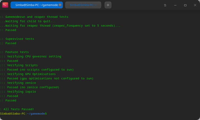 Testing if GameMode is installed correctly
