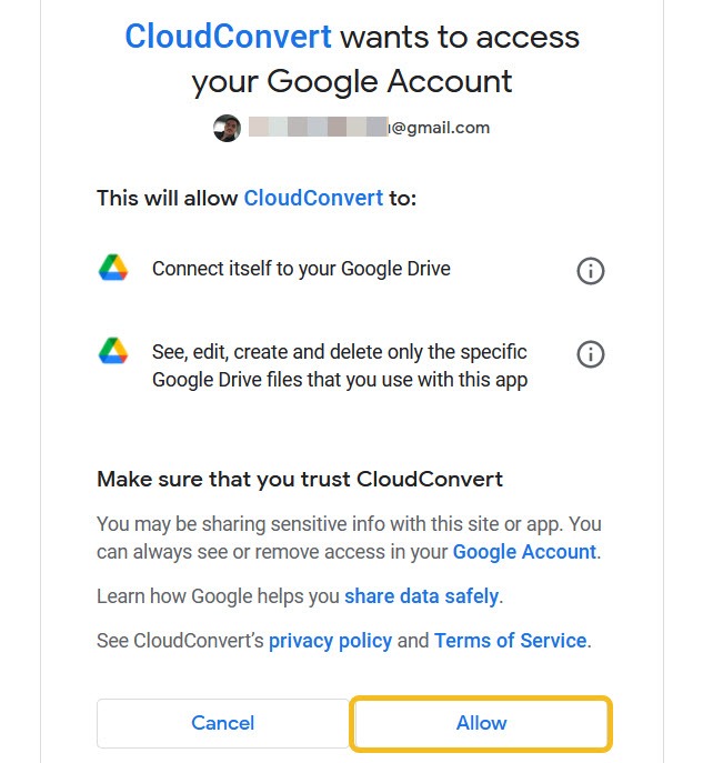 Googledrive Cloudconvert Prompt