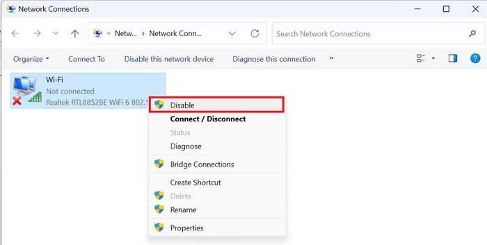 WiFi-Network-Not Showing-Up-Disable-Adapter