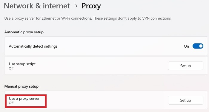 Microsoft Store Not Working Network And Internet Use A Proxy Disabled