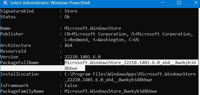 Microsoft Store Not Working Powershell Microsoft Windows Package Full Name