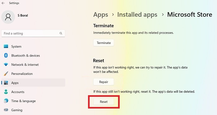 Microsoft Store Not Working Reset