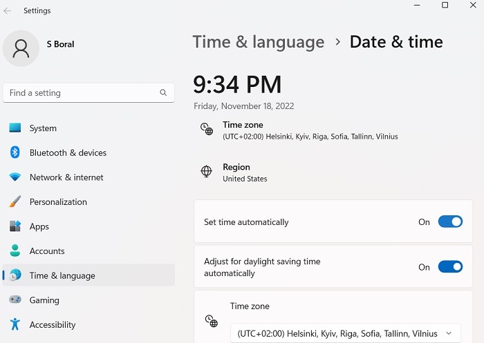 Microsoft Store Not Working Time Automatically Setting