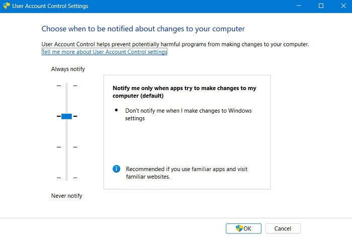 Microsoft Store Not Working User Account Control Settings Windows11
