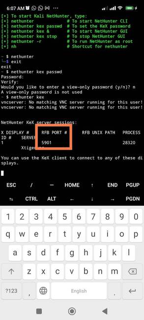 Running NetHunter KeX