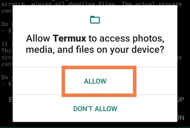 Allowing termux to access files