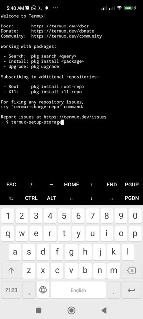 Setting up termux setup storage permissions