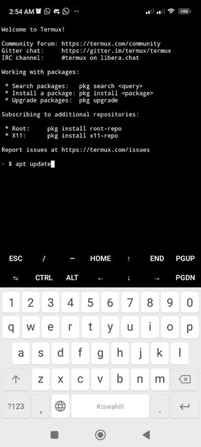 Updating repositories in Termux