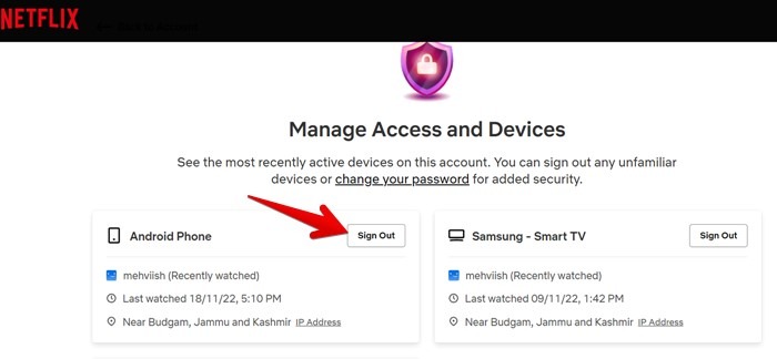 Netflix Pc Account Sign Out One Device