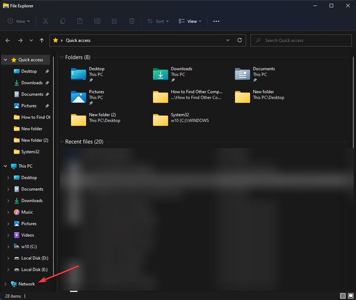 Network Click On Network Menu